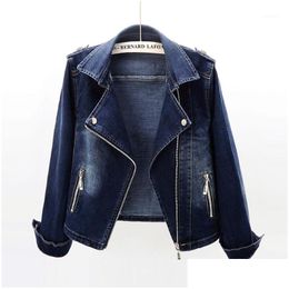 WomenS Jackets Womens Denim Women Summer Retro Vinatge Fashion Casual Jean Basic Coat Short Jeans Jacket Female Korean Outerwear Dr Dh4Dg