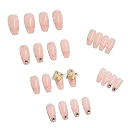False Nails Clear Pink Long With 3D Butterfly Lasting Safe Material Waterproof For Professional Nail Art Salon
