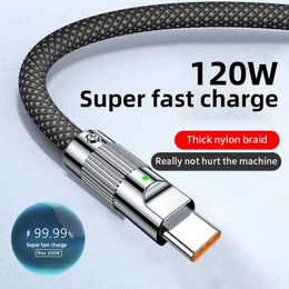 Cell Phone Cables USB Type C Cable Data Line 120W 6A Fast Charging Cord Bold Braid Quick Charge For 15 231117