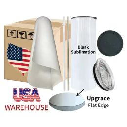 USA Warehouse 20 oz Stainless Steel Heat Transfer Printing Tumbler Vacuum Insulated Skinny Straight Sublimation Tumblers 0421