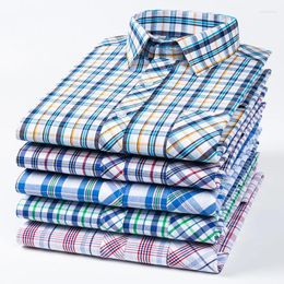 Men's Casual Shirts 2023 Thin Pure Cotton Plaid Long Sleeve Shirt Fashion Business No Iron Wrinkle Resistant Soft And Comfortable Top