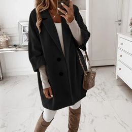 Women's Wool Blends LKSK Elegant Blended Long Sleeve Street Apparel Vintage Jacket Loose Relaxed 2023 AutumnWinter Coat 231120