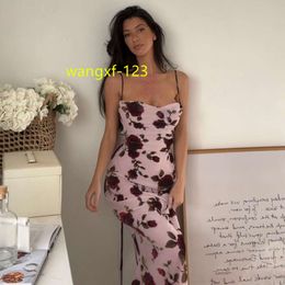 Hot selling Y2K fashion sexy ropa backless suspender strapless floral vestidos maxi elegant dress women
