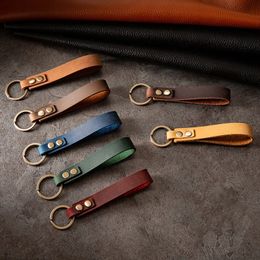 Party Favor Classic retro cow leather keychain men's belt pendant personalized cowhide car key cover