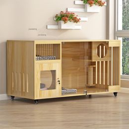 Cat Carriers Wood Cages Four Seasons General Cats Nest Comfortable Villa Semi-enclosed Kitten House Indoor Homestay Pet Cabinet
