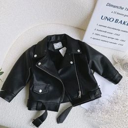 Jackets Pu Jacket For Boy And Girl Leather Coat Boys Motorcycle Baby Windproof Short Top Autumn Spring