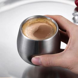Coffee Pots Stainless Steel Cup Double-layer Insulated Creative Milk Tea Office Home Supplies
