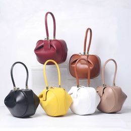 Evening Bags sac a main Luxury Designer Handbag Women Small Round Design Leather Hand Bag For Women 2023 Fashion Bowling Bag Purse Clutches J230420