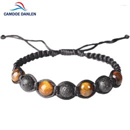 Strand CAMDOE DANLEN Natural Stone Unisex Bracelets 2023 Tiger Eye Lava Beaded Braided Charm Bracelet Bangles Women Men Fashion Jewellery