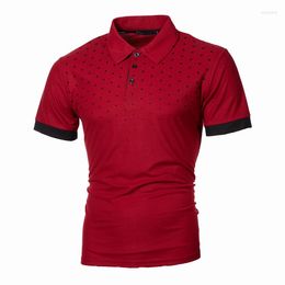 Men's Polos Summer Short Sleeve Polo Shirts Men Fashion Casual Slim Polka Dot Pattern Printed Business Men's Plus Size Camisetas