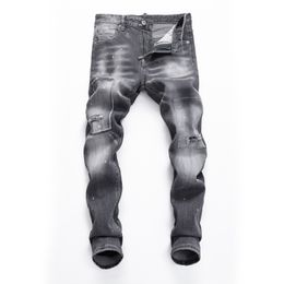 DSQ PHANTOM TURTLE Men's Jeans Mens Italian Designer Jeans Skinny Ripped Cool Guy Causal Hole Denim Fashion Brand Fit Jeans Men Washed Pants 65301