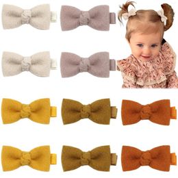 Hair Accessories 10pcs Baby Bow 2Inch Mini Clips For Fine Wool Felt Tiny Bows Fully Lined Pins Girls Infan