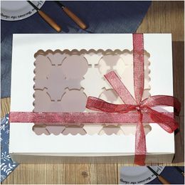 Gift Wrap White Kraft Paper Packaging Box With Window Cup Cake Boxes 12 Cupcake Baking Packing Lx1653 Drop Delivery Home Garden Fest Dhpek