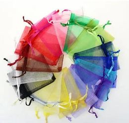 7*9cm Jewelry Bags MIXED Organza Jewelry Wedding Party favor Xmas Gift Bags Purple Blue Pink Yellow Black With Drawstring GB1505 LL