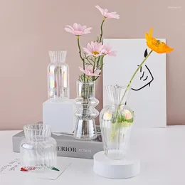 Vases Small Desktop Vase Glass Home Decor Flower Plant Pot Decorative Living Room Nordic Decoration