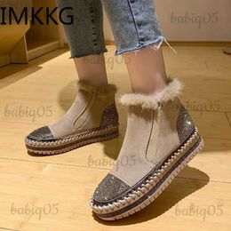 Boots 2020 botte femme 43 Winter Ankle Boots Flock Platform Snow Ladies crystal Plush Sneakers Casual Shoes Woman Footwear Botas Mujer T231121