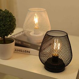 s Metal Cage Table Round Shaped LED Lantern Battery Powered Cordless Lamp for Weddings Party Home Decor Candle Holder AA230421