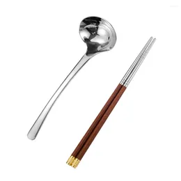 Dinnerware Sets Stainless Steel Chopstick And Spoon Round Deep Bowl Spoons For Home El Set