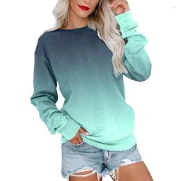 Women's Hoodies Womens Autumn O Neck Sweatshirts T Shirt Vintage Women 3D Gradient Printing Clothes Long Sleeve Pullover