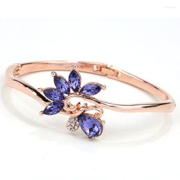 Bangle BN-00165 2023 In Austrian Amethys Crystal For Women Bulk Items Wholesale Rose Gold Plated Jwellery Personalised Gifts