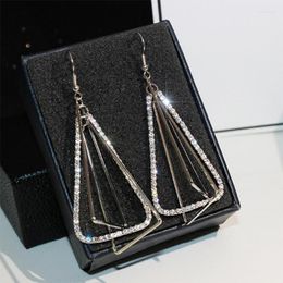 Dangle Earrings Punk Women's Crystal Triangle Geometric Long Pendant Minimalist Alloy Fashion Jewellery Accessories