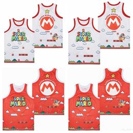 Movie Basketball Super Bros Jerseys 1985 Game Gameplay College For Sport Fans Breathable All Stitched Pure Cotton Team White Red Retro Pullover High School
