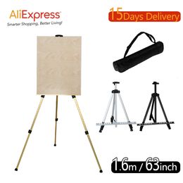 Easels Paper Portable Metal Easel Stand 63 Inch Adjustable Display Travel Easel Thicken Triangle Aluminium Alloy Ultra Light Easel For Artist 230420