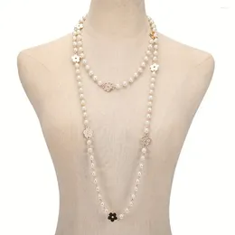 Chains Japanese And Korean Style Pearl Necklace Female Autumn-winter Plum Pendant Everything Long Sweater Chain