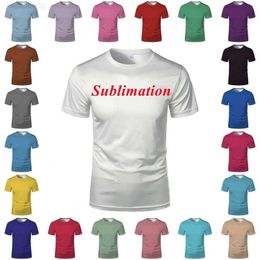 White sublimation bleached shirt heat transfer printed blank solid polyester T-shirt American men's and women's party clothing