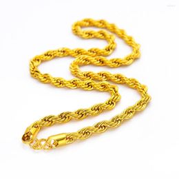 Chains 6mm/7mm Rope Chain Necklace Men Yellow Gold Filled Clavicle Fashion Jewelry 60cm Long