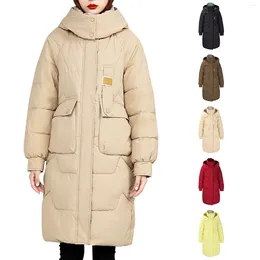 Women's Jackets Women Long Quilted Coat Hooded Maxi Length Sleeve Puffer Jacket Padded Winter Outerwear Sweater Coats Open Cardigan