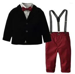 Clothing Sets 2colors Baby's One Year Old Baby Birthday Feast Week Gentleman's Suit With Back Belt Pants Little Boy's Outfit