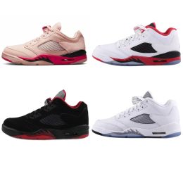 Retro womens jumpman 5s low basketball shoes Girls That Hoop Pink Love Letter White Black Red Easter Unisex kids sneakers tennis