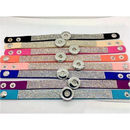 Charm Bracelets Wholesale Ginger Snap Bracelet 8Pcs/Lot Mix Style Women Fashion Rhinestone Jewelry Fit 18Mm Chunk Button Drop Deliver Dhqpd