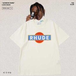 Designer Fashion Clothing Tees TShirts Rhude High Street Summer Vintage Letter Print Racer Men's Women's Relaxed Short Sleeve T-shirt Tops Cotton Streetwear