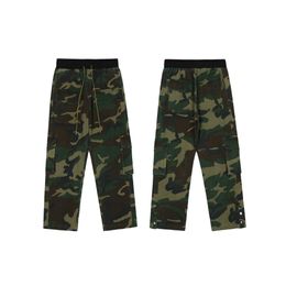 Designer Clothing Pant Rhude pocket camouflage overalls drawstring button pants bibber Personalised casual fashion Streetwear Jogger Trousers rock