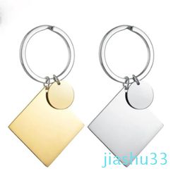 100 Stainless Steel Square Pendant Keychain Blank Army Ketting For Engraving Mirror Polished Car keyring Whole 10PCS 2104097070657