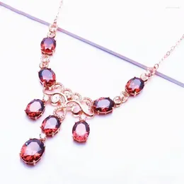 Pendant Necklaces 14K Color Gold Plated Rose Russian 585 Purple Luxurious Smoky Stone Necklace Fashionable And Classic Jewelry Set