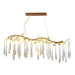 Chandeliers LED Pendant Lamp Branch Crystal Chandelier Golden Restaurant Warm Wedding Duplex Villa Decoration Light