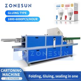 ZONESUN Automatic Packing Machine Carton Gluing and Boxing Machine Folding Top and Bottom Flap Product Packaging ZS-FHJ300B