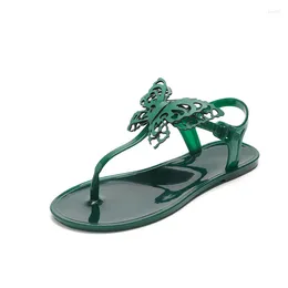 Sandals 2023 Spring Summer Women's Fashion Casual Butterfly Flat Outdoor Trend Solid Colour Beach For Female