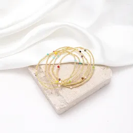 Charm Bracelets Gold Colour Dainty Bracelet Jewellery Minimalist Fashion Miyuki Seed Bead Strand Elastic For Women Gift