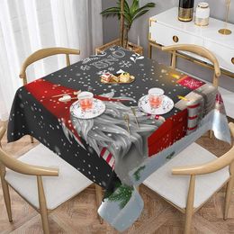 Table Cloth Merry Christmas Gnome Square Tablecloth Xmas Gifts Winter Snowflakes Cover Decor For Dining Room Wedding Holiday 54X54in