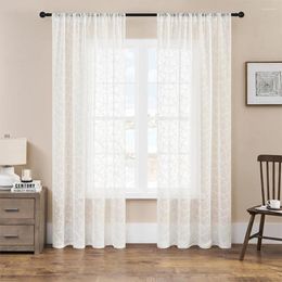 Curtain LZ 2 Panels Rod Pocket White Lace Sheer Curtains Geometric Window Treatment Sets Light Filtering Privacy Drapes