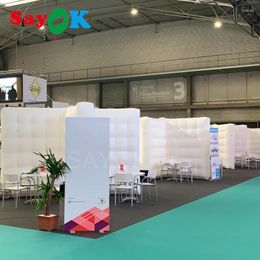 Party Decoration SAYOK Inflatable Wall Tent With Led Lights X-wall Structure Cross Room Office For Events/trade Fairs/meetings