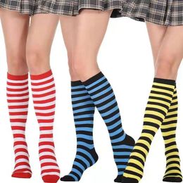 Socks Hosiery Colorful Striped Women Funny Christmas Gifts Sexy Thigh High Nylon Long Stockings Cute Knee For Girls 231120