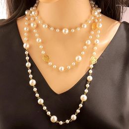 Chains Elegant Pearl Necklace Female Long Multi-layered Sweater Chain Large Fashion Women's Necklaces 2023 Accessories