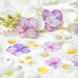 Gift Wrap 50 Pcs/pack Watercolour Flower PET Sticker Artistic Everything With Pattern Ledger Decoration Scrapbook 6 Options