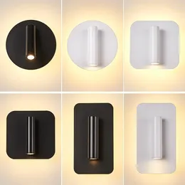 Wall Lamp Nordic LED With Switch Spotligh Backlight Free Rotation Sconce Indoor Light For Home Bedroom Bedside ZM831