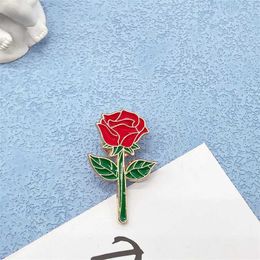 Pins Brooches Rose Brooch Fashion Sweet And Romantic Botanical Flower Metal Enamel Badge Men And Women Couple Pin Jewelry Clothing Accessories Z0421